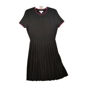 Brooks Brothers Red Fleece Dress M Black Red Trim Tennis Pleated Stretch Preppy